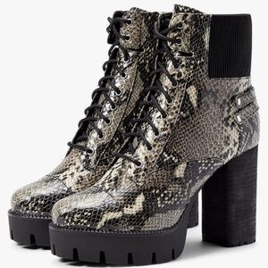 Charles David Snakeskin Heeled Boots